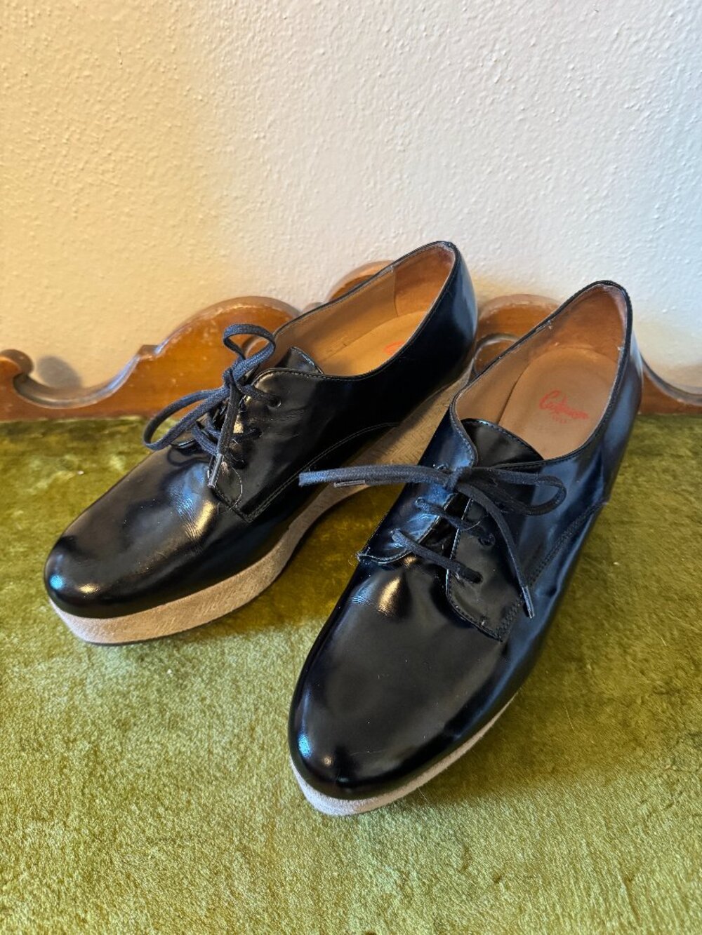 Gorgeous Castañer Black Platform Wedge Oxford Lace Up Shoes 7.5 - EU 38